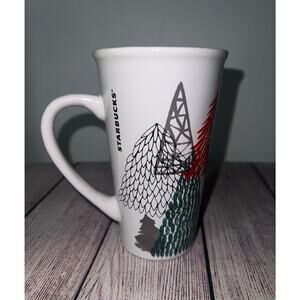 Starbucks Winter Christmas Trees Tall 14 FL Oz Ceramic Coffee Mug Cup